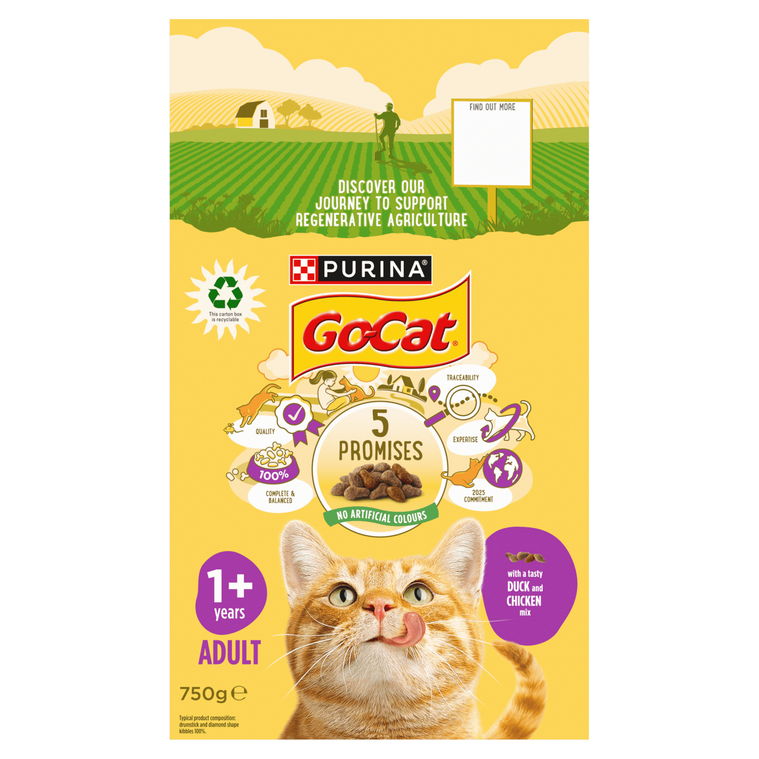 Go - Cat with a Tasty Duck and Chicken Mix 1+ Years Adult 750g - UK Food & Drink - 7613287211552