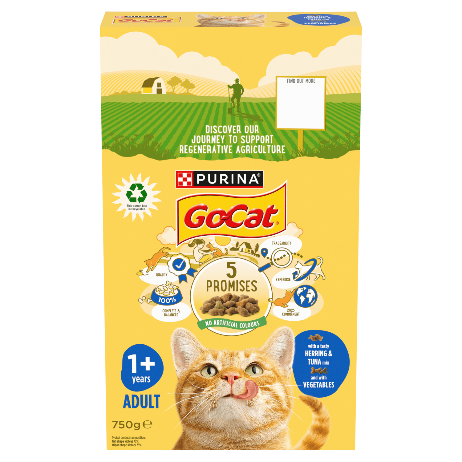 Go - Cat with a Tasty Herring & Tuna Mix and with Vegetables 1+ Years Adult 750g - UK Food & Drink - 7613287211835