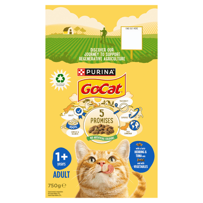 Go - Cat with a Tasty Herring & Tuna Mix and with Vegetables 1+ Years Adult 750g - UK Food & Drink - 7613287211835