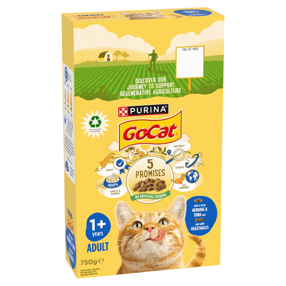 Go - Cat with a Tasty Herring & Tuna Mix and with Vegetables 1+ Years Adult 750g - UK Food & Drink - 7613287211835