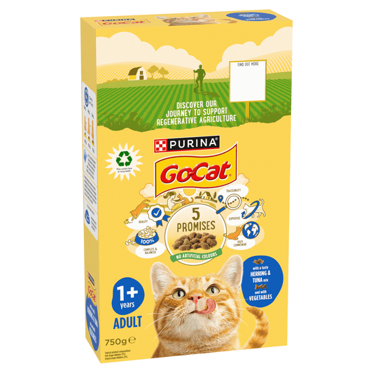 Go - Cat with a Tasty Herring & Tuna Mix and with Vegetables 1+ Years Adult 750g - UK Food & Drink - 7613287211835