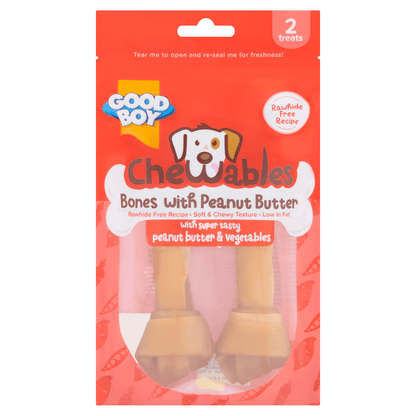 Good Boy Chewables Bones with Peanut Butter Treats 2 Pack 158g - UK Food & Drink - 4048422170792