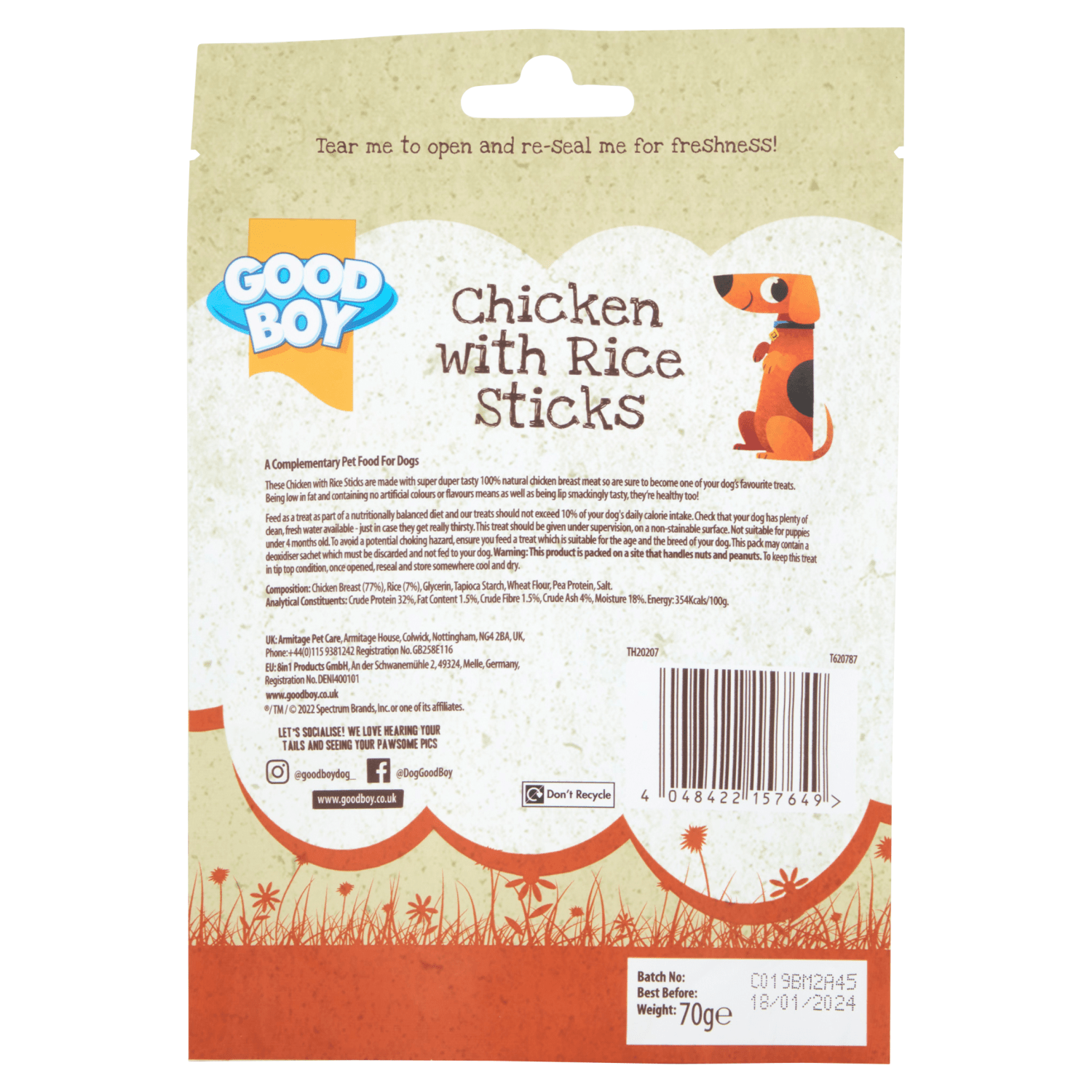 GOOD BOY Chicken with Rice Sticks 70g - UK Food & Drink - 4048422157649