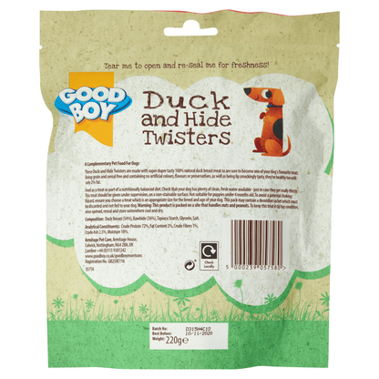 Good Boy Duck and Hide Twisters 220g - UK Food & Drink - 5000239057580