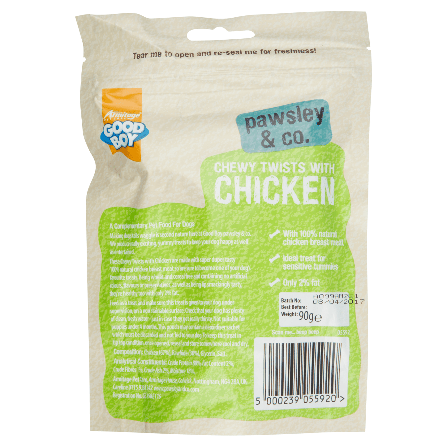 Good Boy Pawsley & Co. Chewy Twists with Chicken 90g - UK Food & Drink - 5000239055920