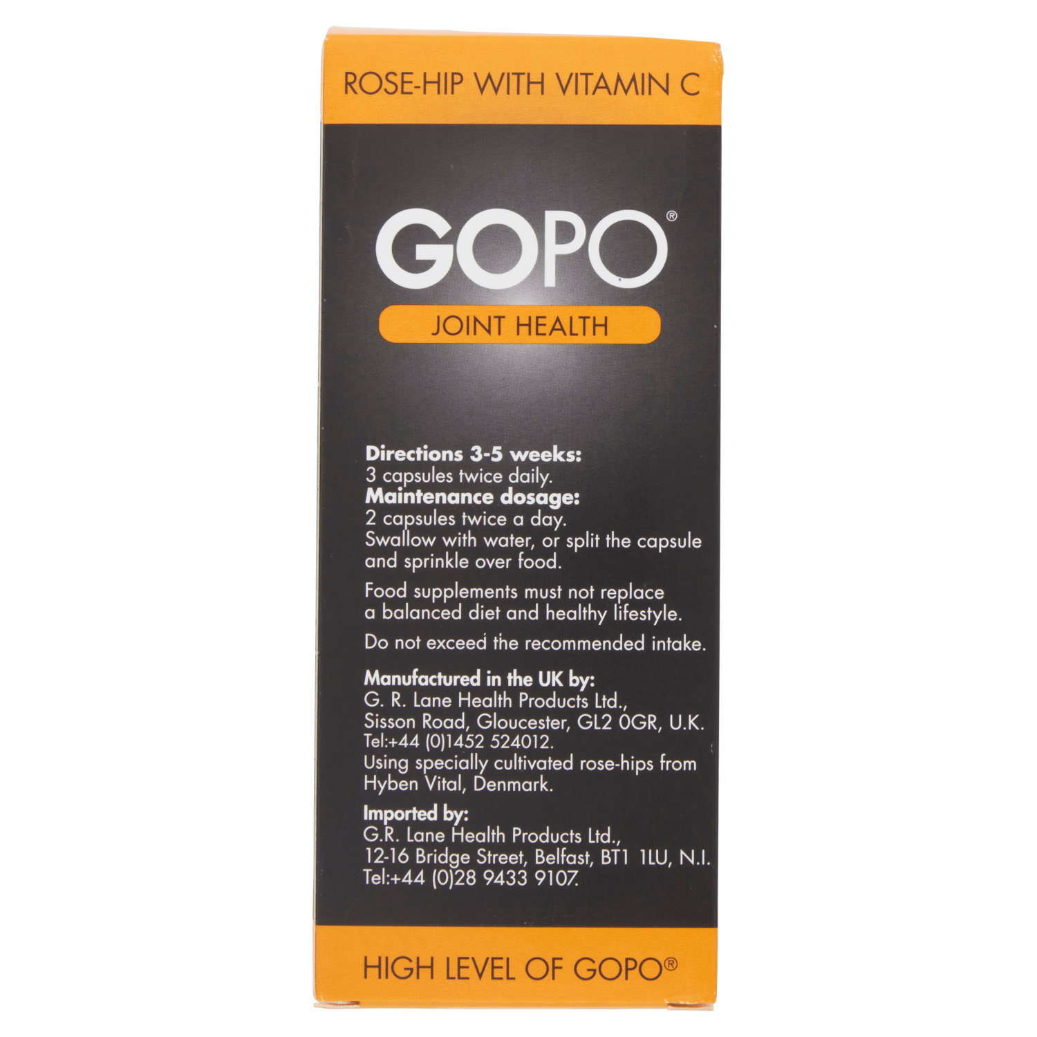 GOPO Joint Health Rose - Hip with Vitamin C 200 Capsules - UK Food & Drink - 5000477153129