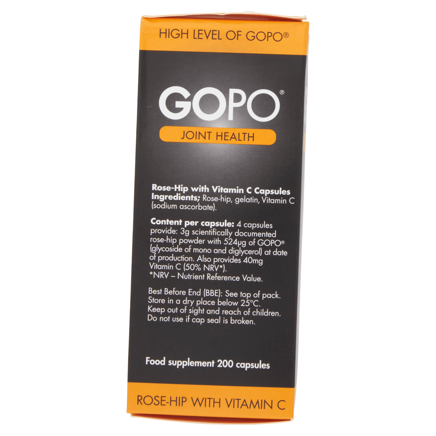GOPO Joint Health Rose - Hip with Vitamin C 200 Capsules - UK Food & Drink - 5000477153129