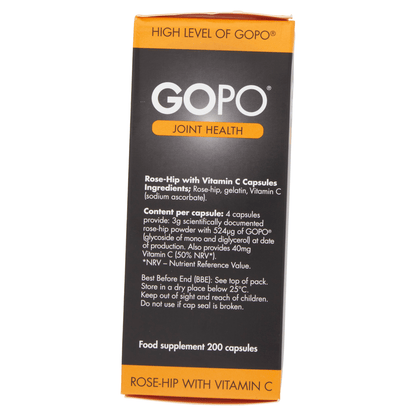 GOPO Joint Health Rose - Hip with Vitamin C 200 Capsules - UK Food & Drink - 5000477153129