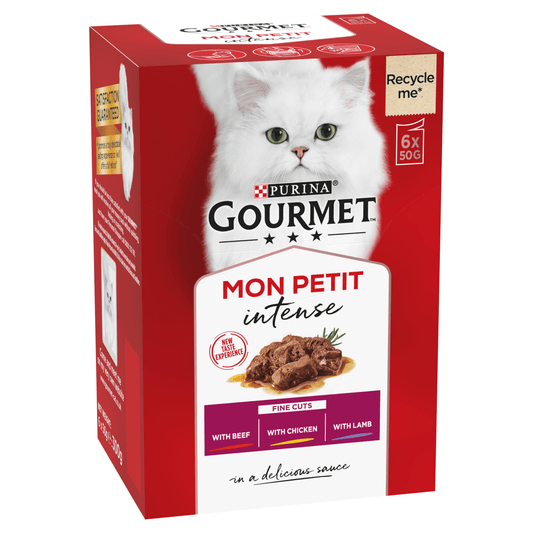 Gourmet Mon Petit Adult Cat Food with Beef, Chicken & Lamb 6 x 50g (300g) - UK Food & Drink - 7613034648099