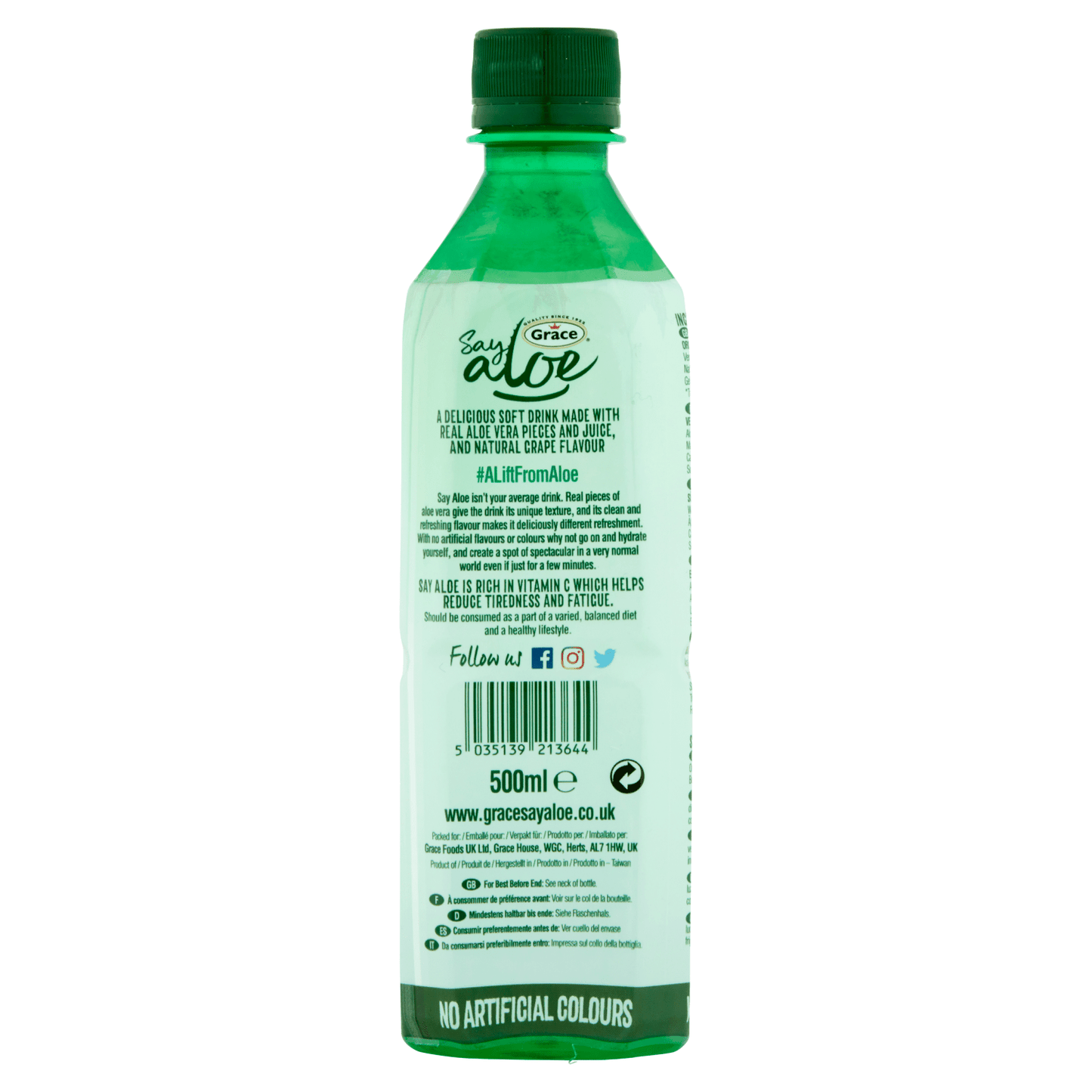 Grace Say Aloe Vera Drink Original Flavour 500ml - UK Food & Drink - 5035139213644
