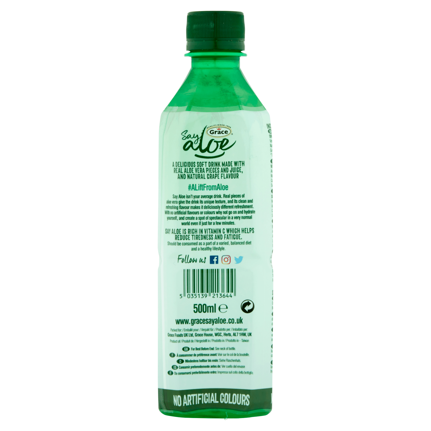 Grace Say Aloe Vera Drink Original Flavour 500ml - UK Food & Drink - 5035139213644