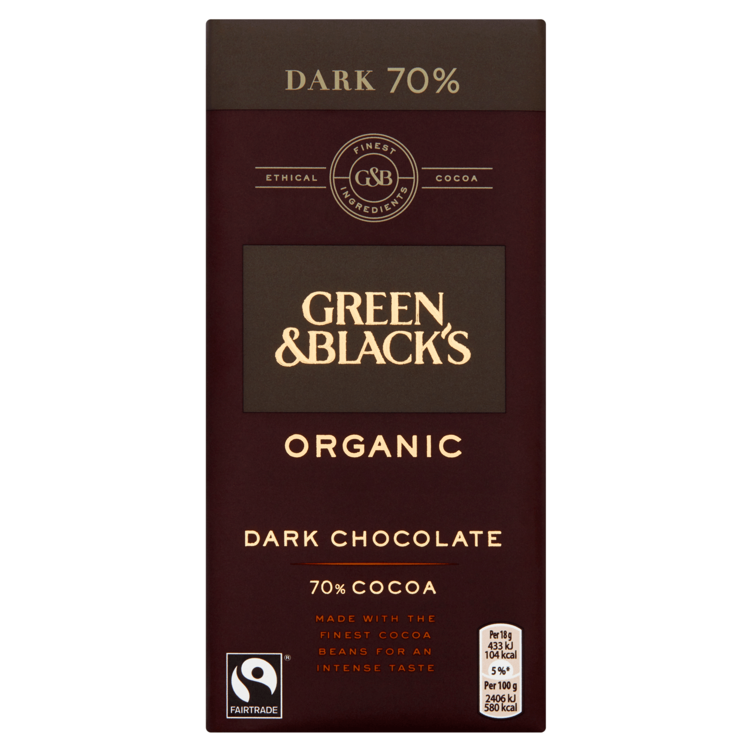 Green & Black's Organic 70% Dark Chocolate Bar 90g - UK Food & Drink - 7622210578464