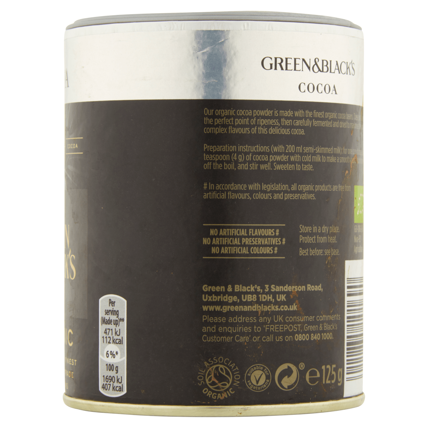Green & Black's Organic Cocoa 125g - UK Food & Drink - 5011835101690