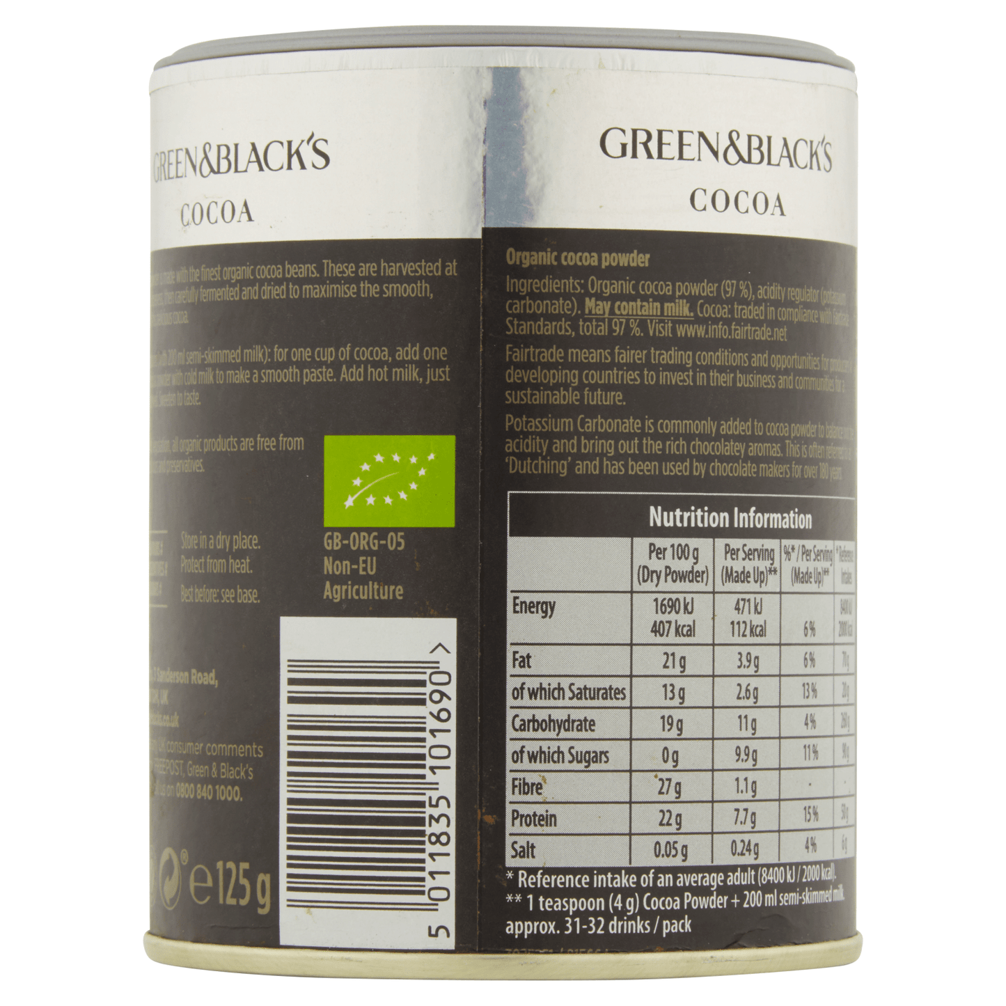 Green & Black's Organic Cocoa 125g - UK Food & Drink - 5011835101690