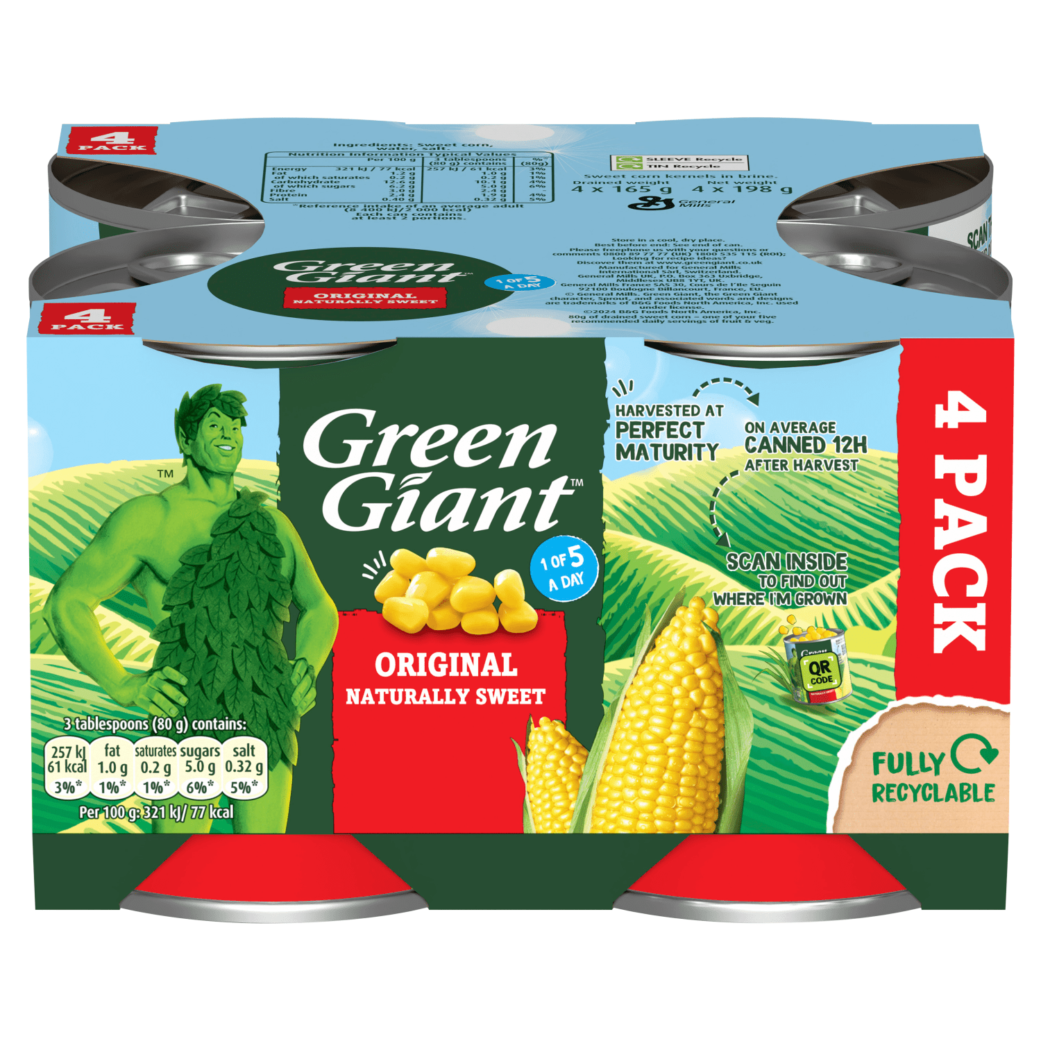 Green Giant Original 4 x 198g - UK Food & Drink - 3254474000203