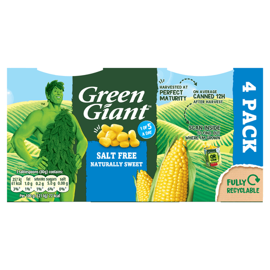 Green Giant Salt Free 4 x 198g - UK Food & Drink - 3254474009336