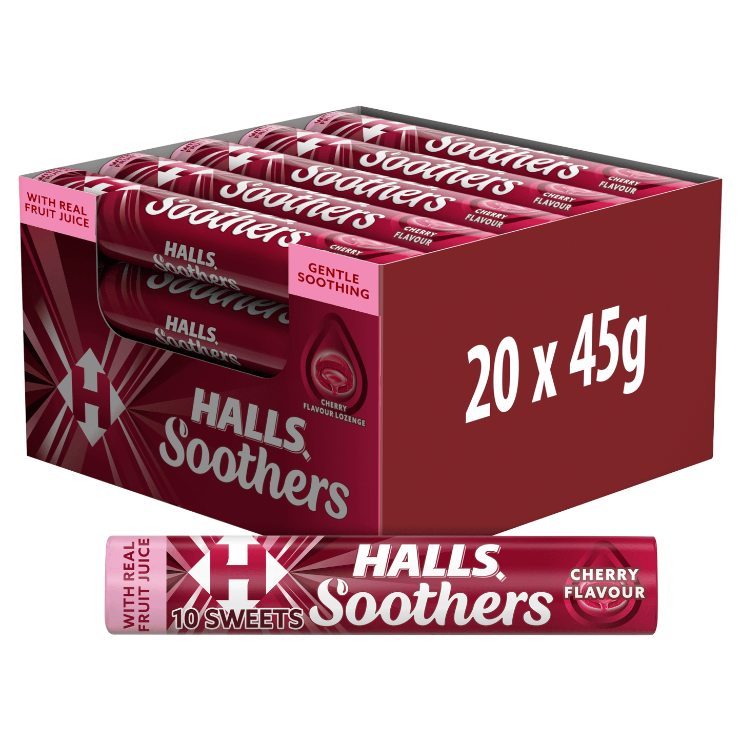 Halls Soothers Cherry Flavour 45g - UK Food & Drink - 5010455063135