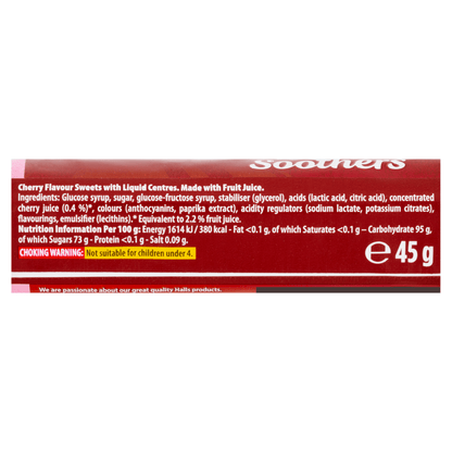 Halls Soothers Cherry Flavour 45g - UK Food & Drink - 5010455063135