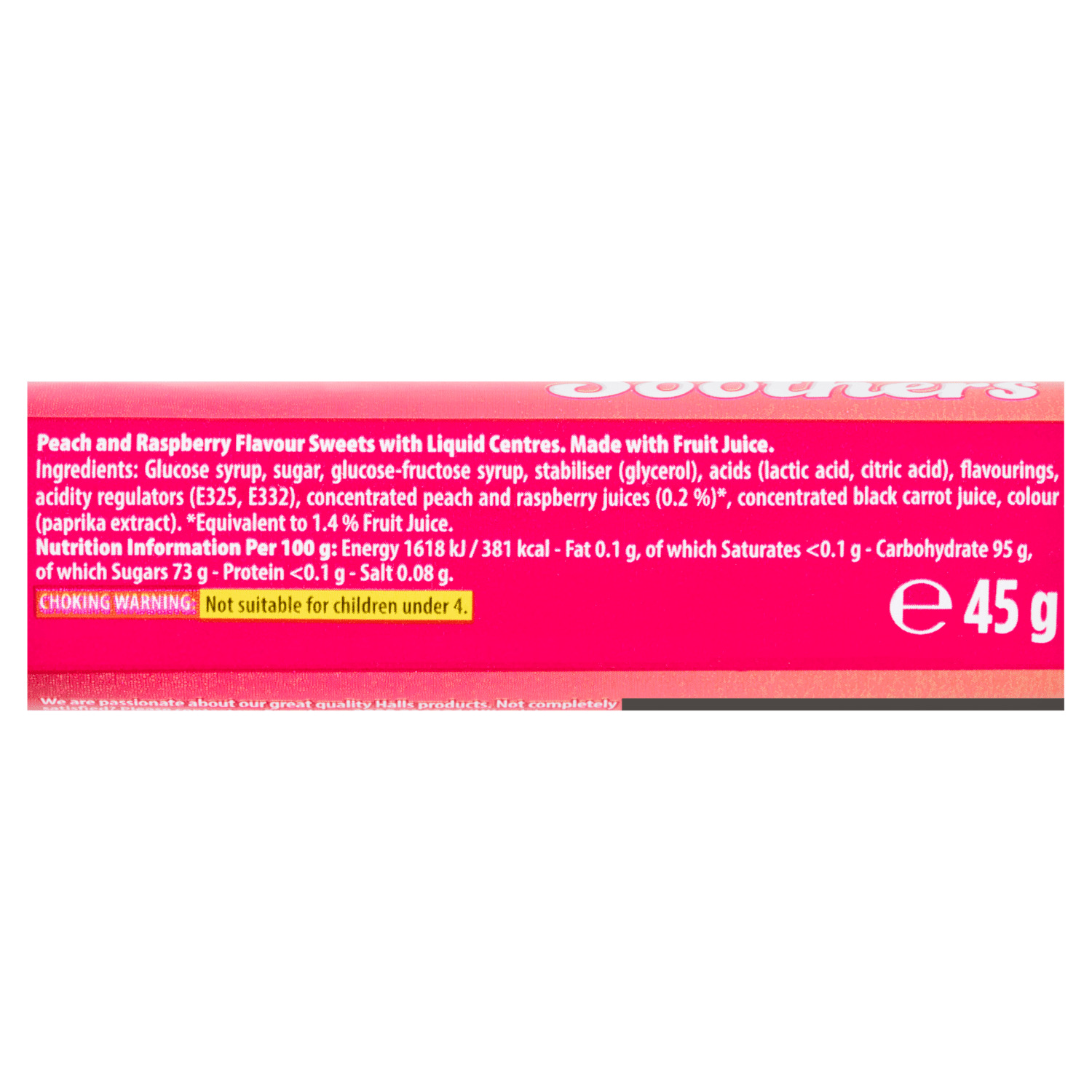 Halls Soothers Peach & Raspberry Flavour 45g - UK Food & Drink - 5034660508021