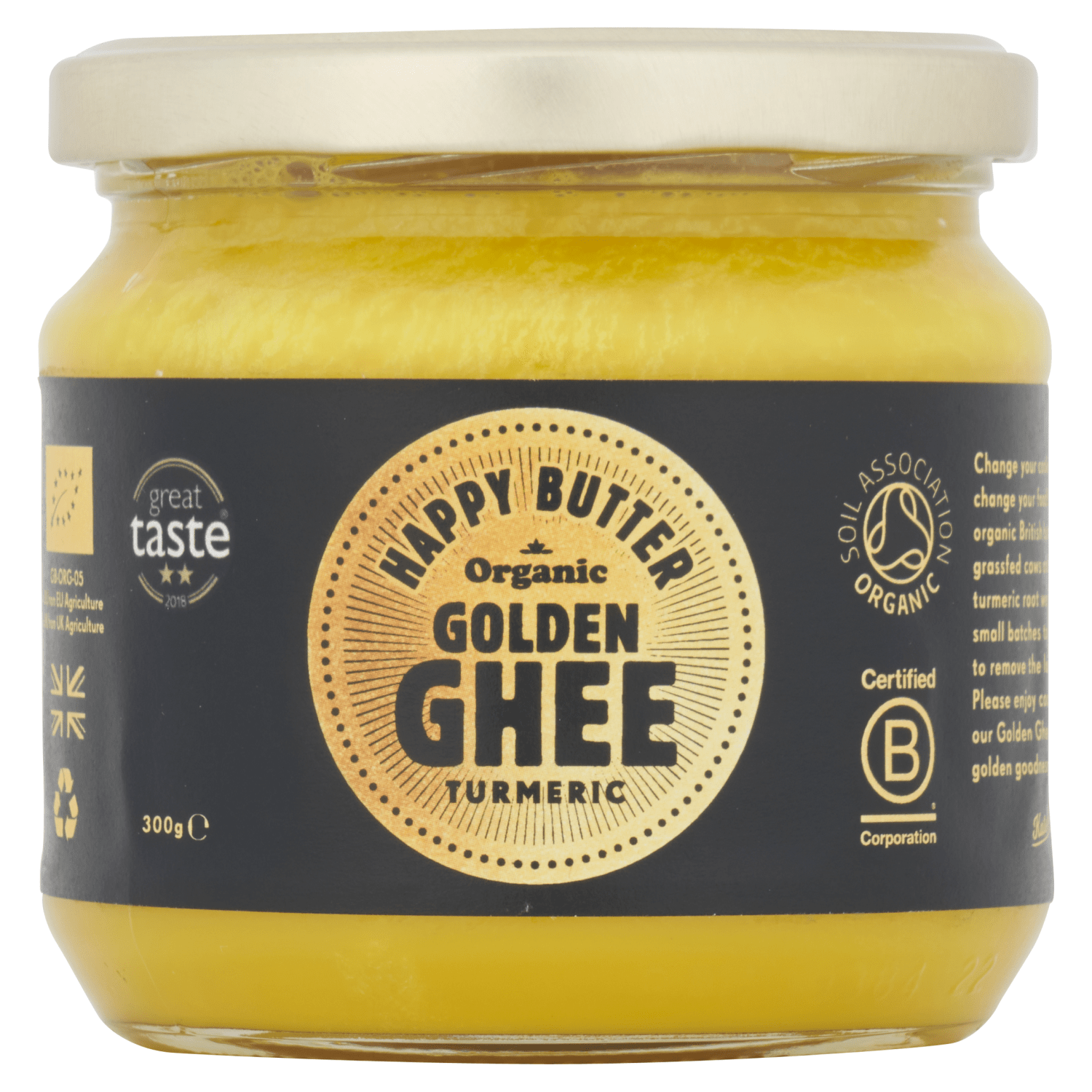 Happy Butter Organic Golden Ghee Turmeric 300g - UK Food & Drink - 700461842590