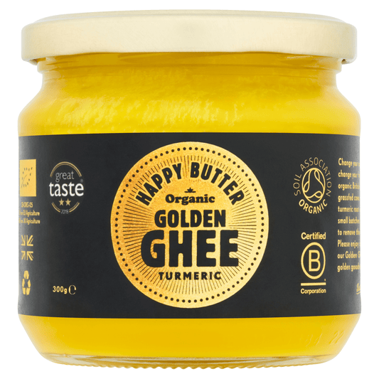 Happy Butter Organic Golden Ghee Turmeric 300g - UK Food & Drink - 700461842590