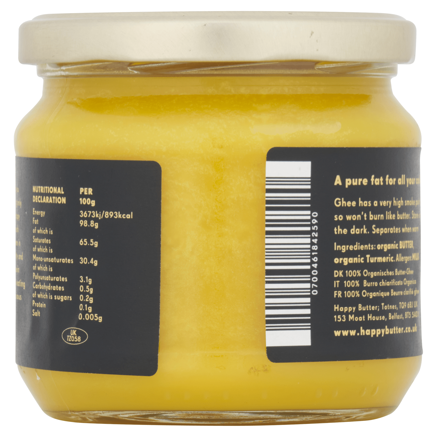 Happy Butter Organic Golden Ghee Turmeric 300g - UK Food & Drink - 700461842590