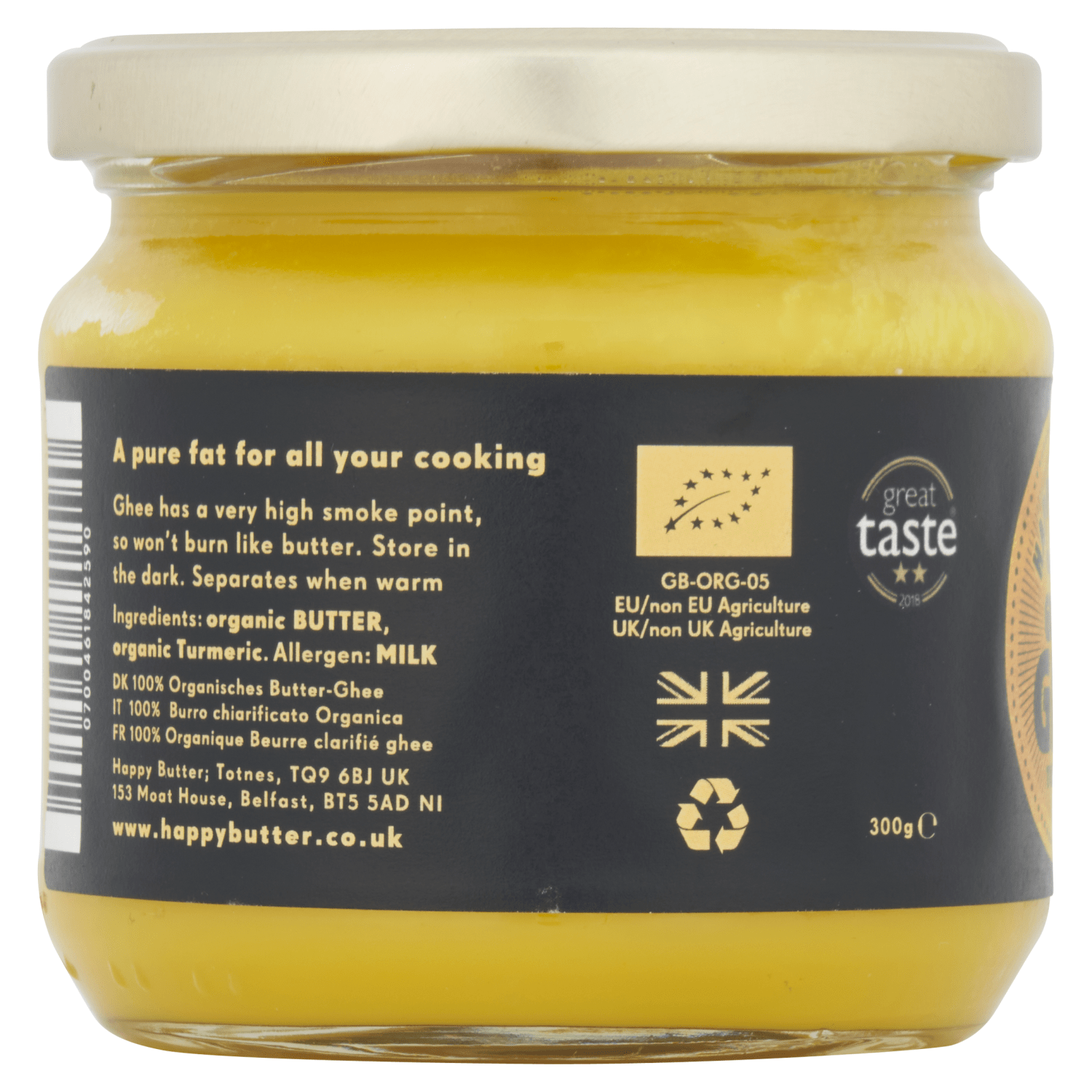 Happy Butter Organic Golden Ghee Turmeric 300g - UK Food & Drink - 700461842590