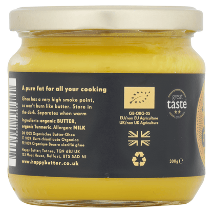 Happy Butter Organic Golden Ghee Turmeric 300g - UK Food & Drink - 700461842590