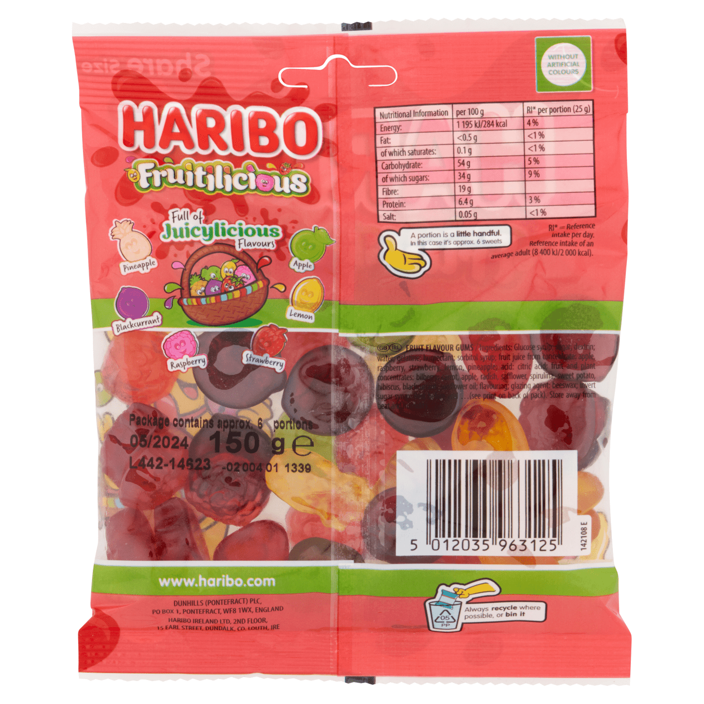 HARIBO Fruitilicious 150g - UK Food & Drink - 5012035963125
