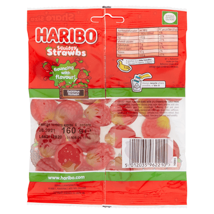HARIBO Squidgy Strawbs Bag 160g - UK Food & Drink - 5012035962210