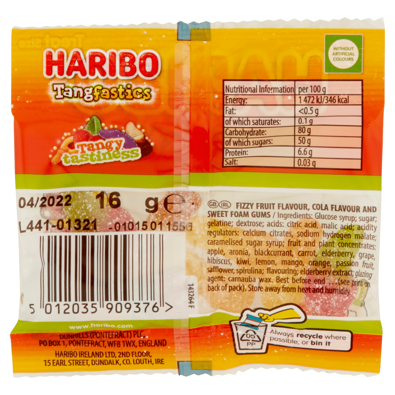 HARIBO Tangfastics Bag 16g - UK Food & Drink - 5012035909376