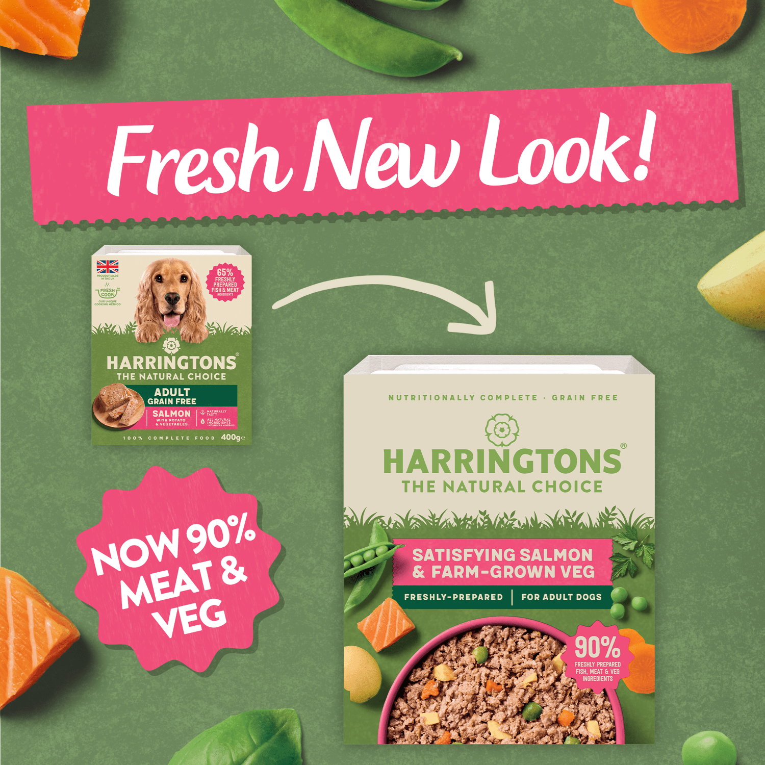 Harringtons Satisfying Salmon & Farm - Grown Veg for Adult Dogs 400g - UK Food & Drink - 5013919002084
