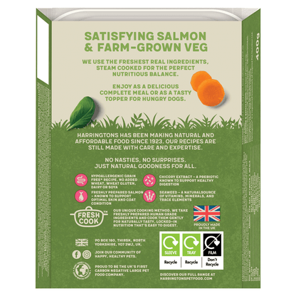 Harringtons Satisfying Salmon & Farm - Grown Veg for Adult Dogs 400g - UK Food & Drink - 5013919002084