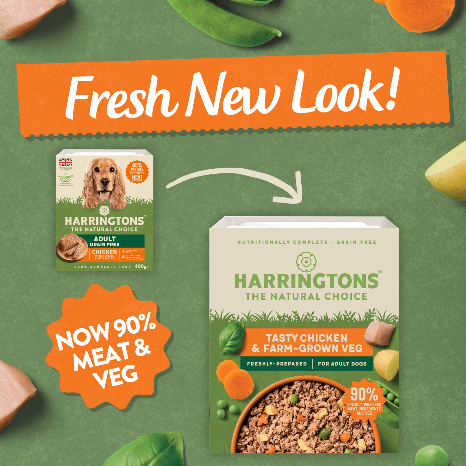 Harringtons Tasty Chicken & Farm - Grown Veg for Adult Dogs 400g - UK Food & Drink - 5013919002060