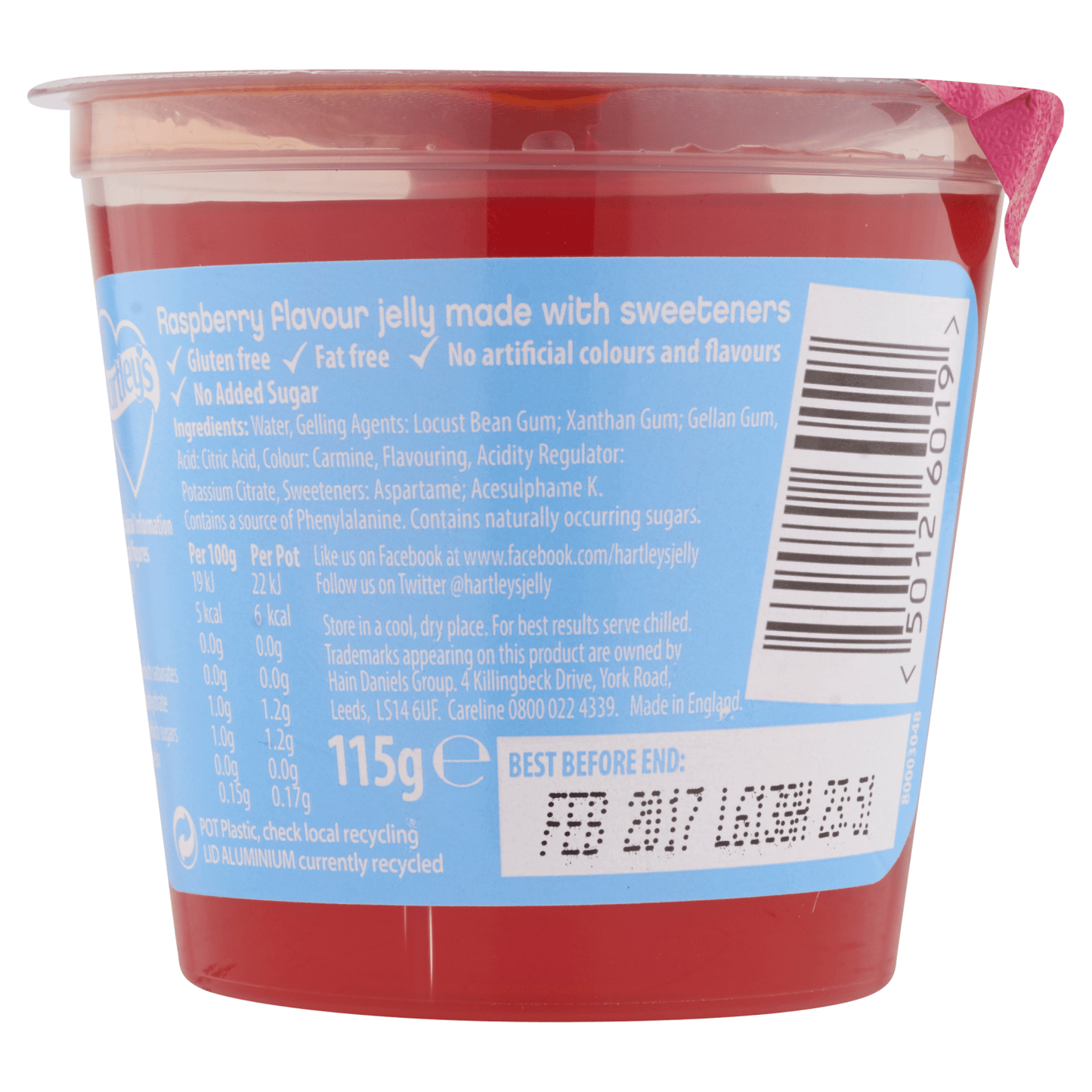Hartley's Sugar Free Jelly Raspberry Flavour 115g - UK Food & Drink - 50126019