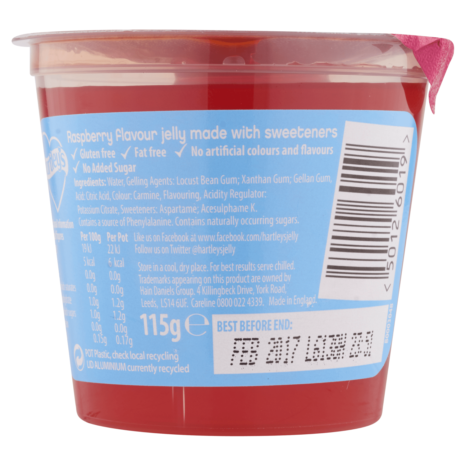 Hartley's Sugar Free Jelly Raspberry Flavour 115g - UK Food & Drink - 50126019