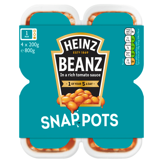 Heinz Beanz Snap Pots 4 x 200g (800g) - UK Food & Drink - 5000157066312