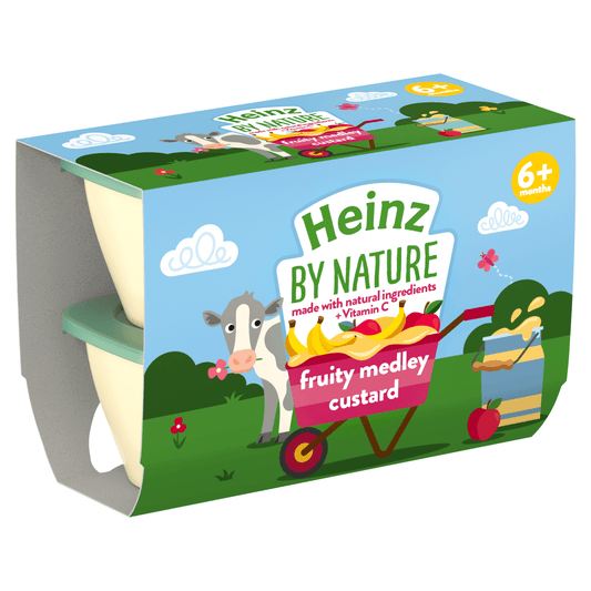 Heinz By Nature Fruity Medley Custard 6+ Months 4 x 100g - UK Food & Drink - 5000157140005