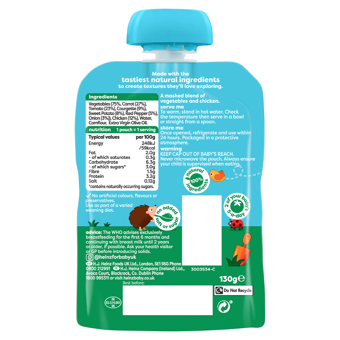 Heinz By Nature Sweet Potato, Chicken & Veggies 7+ Months 130g - UK Food & Drink - 5000157079909