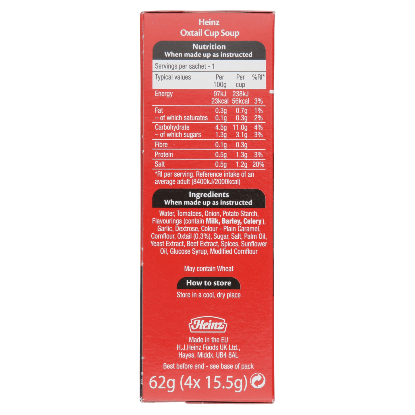 Heinz Classic Oxtail Cup Soup 4 x 15.5g (62g) - UK Food & Drink - 5000157075079