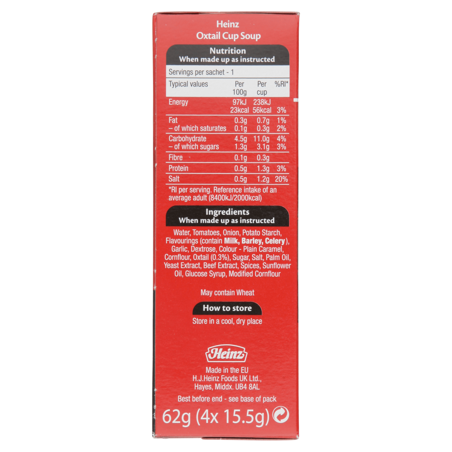 Heinz Classic Oxtail Cup Soup 4 x 15.5g (62g) - UK Food & Drink - 5000157075079