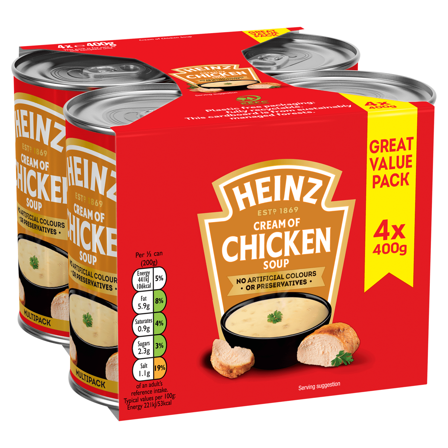 Heinz Cream of Chicken Soup 4 x 400g - UK Food & Drink - 5000157065032