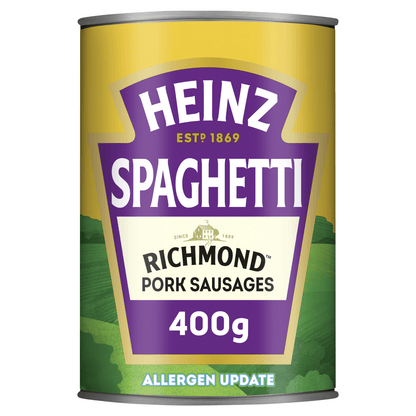Heinz Spaghetti In a Rich Tomato Sauce With Richmond Pork Sausages 400g - UK Food & Drink - 5000157154934