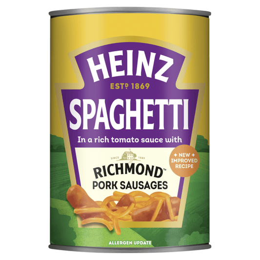 Heinz Spaghetti In a Rich Tomato Sauce With Richmond Pork Sausages 400g - UK Food & Drink - 5000157154934