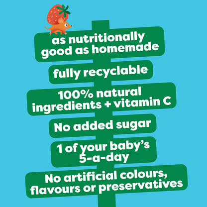 Heinz Strawberry, Banana, Raspberry & Apple Smooth Puree 6+ Months 100g - UK Food & Drink - 5000157079947