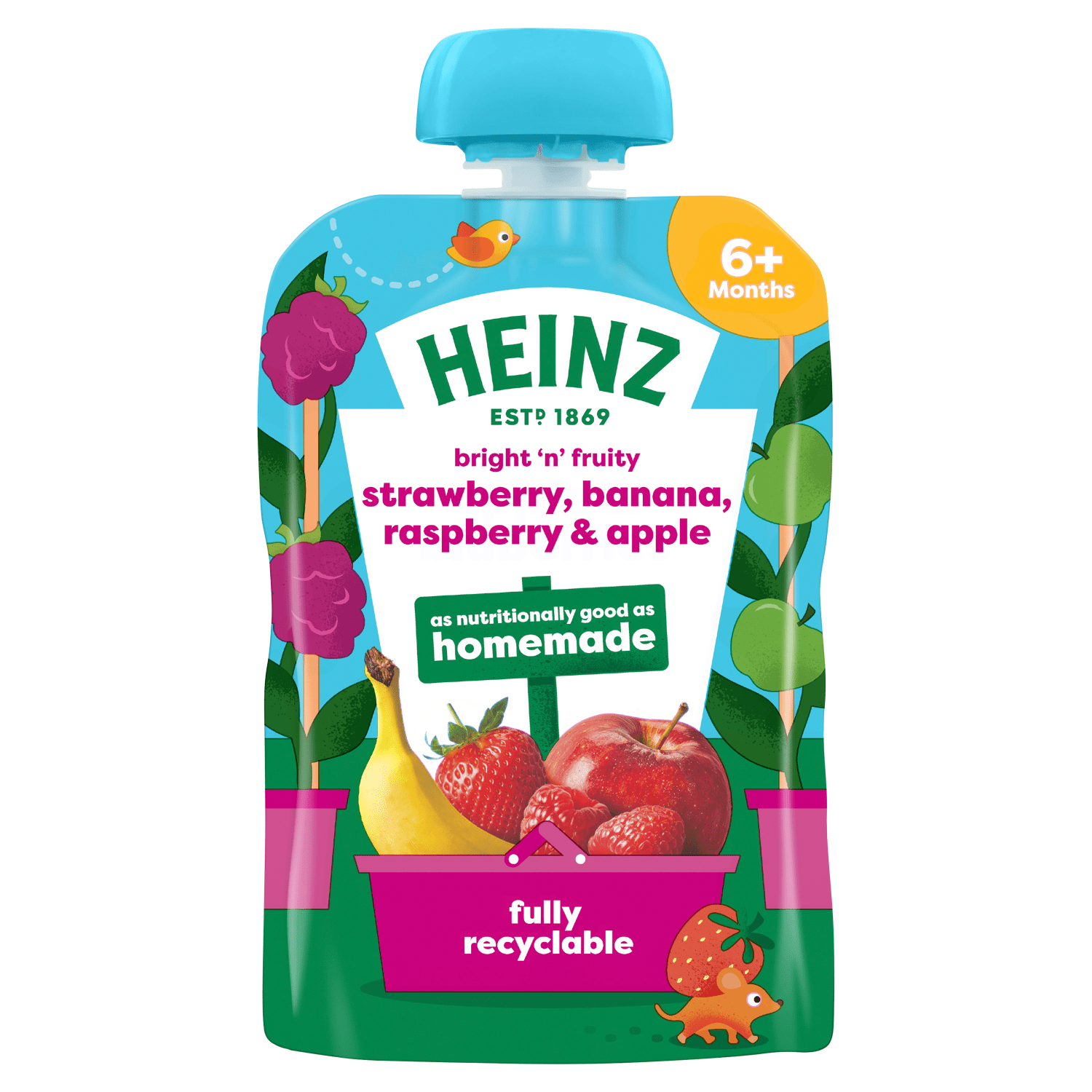 Heinz Strawberry, Banana, Raspberry & Apple Smooth Puree 6+ Months 100g - UK Food & Drink - 5000157079947