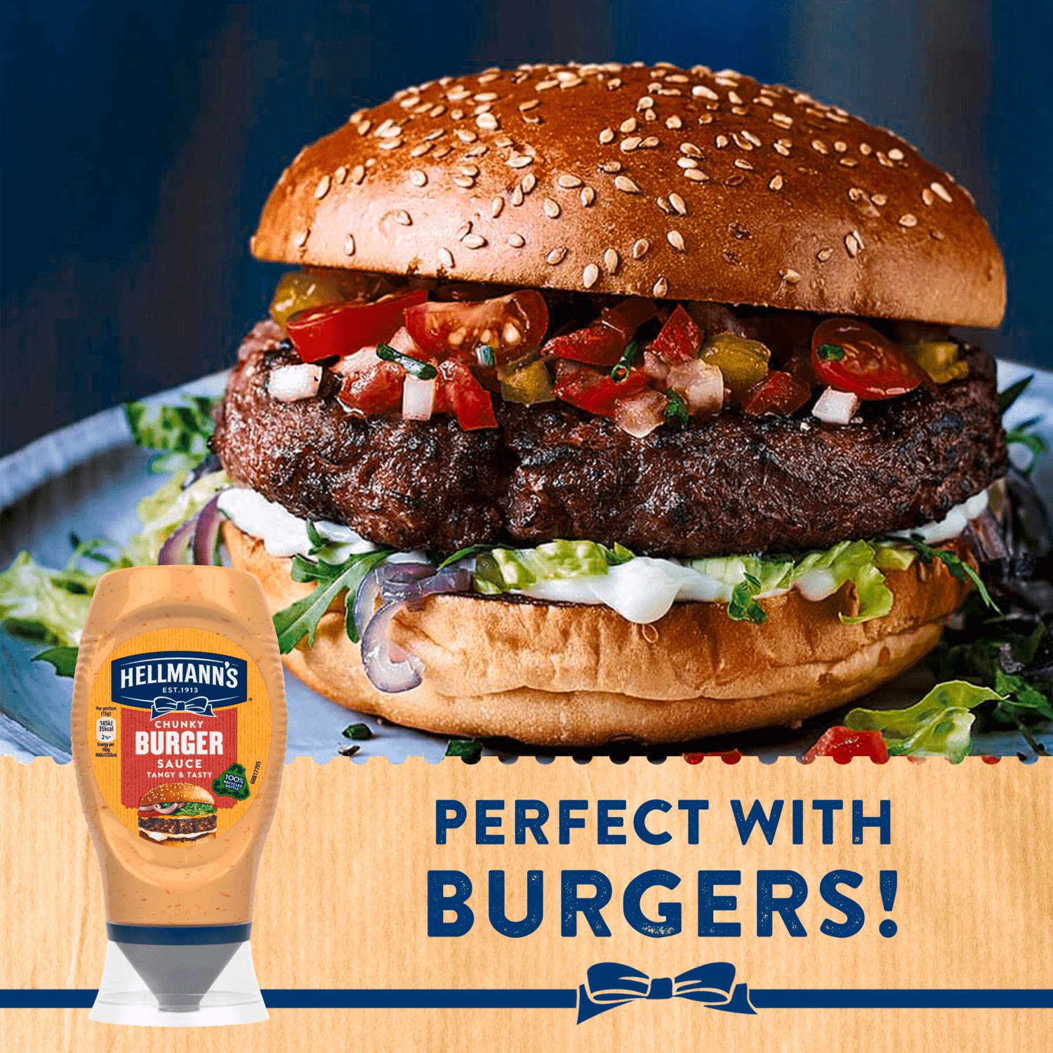 Hellmann's Condiment Chunky Burger Sauce 250 ml - UK Food & Drink - 8712100891779