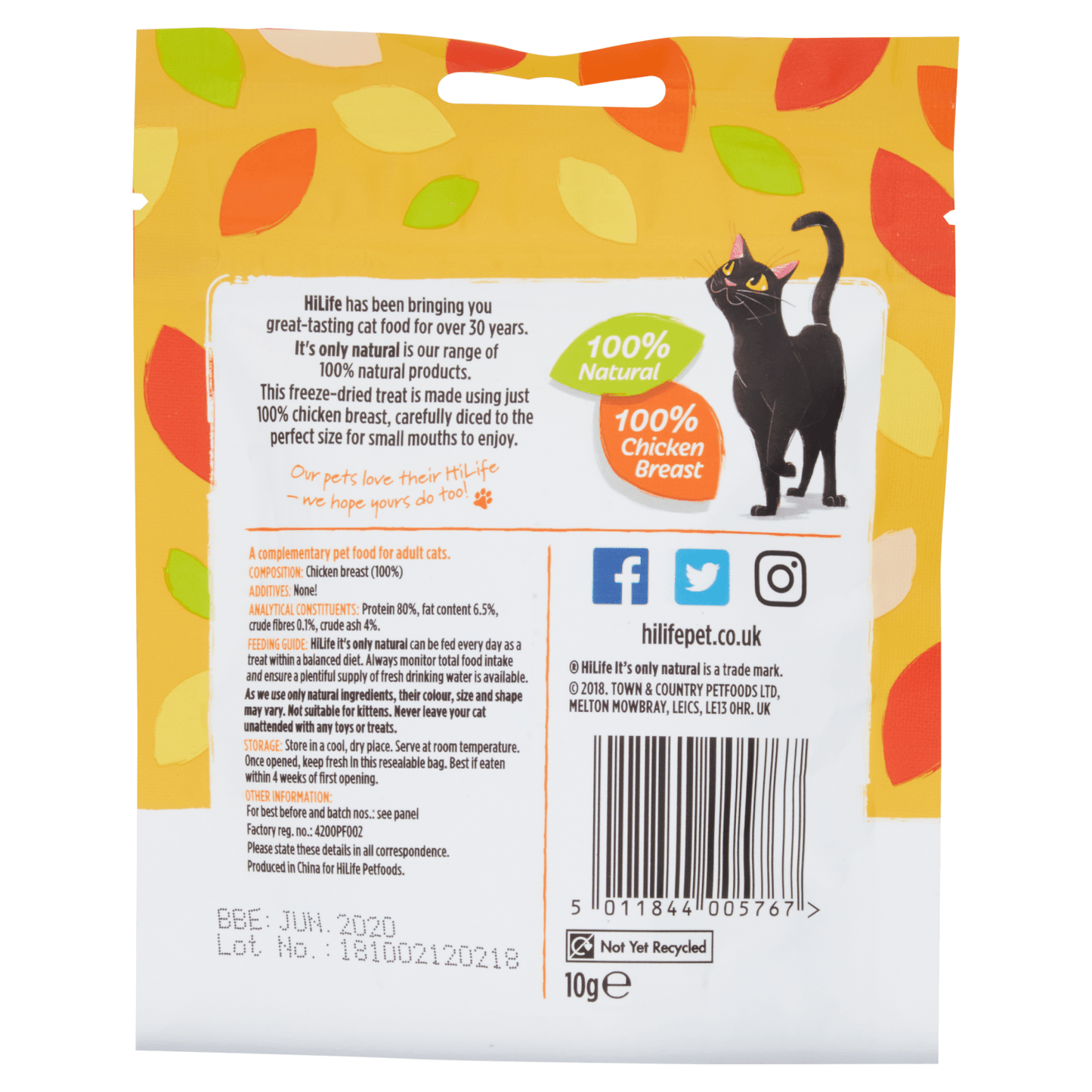 HiLife it's only natural Chicken Breast Treats 10g - UK Food & Drink - 5011844005767