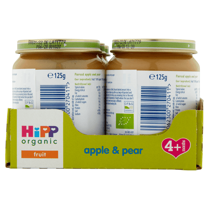 HiPP Organic Apple and Pear Baby Food Jar 4+ Months 125g - UK Food & Drink - 4062300270411
