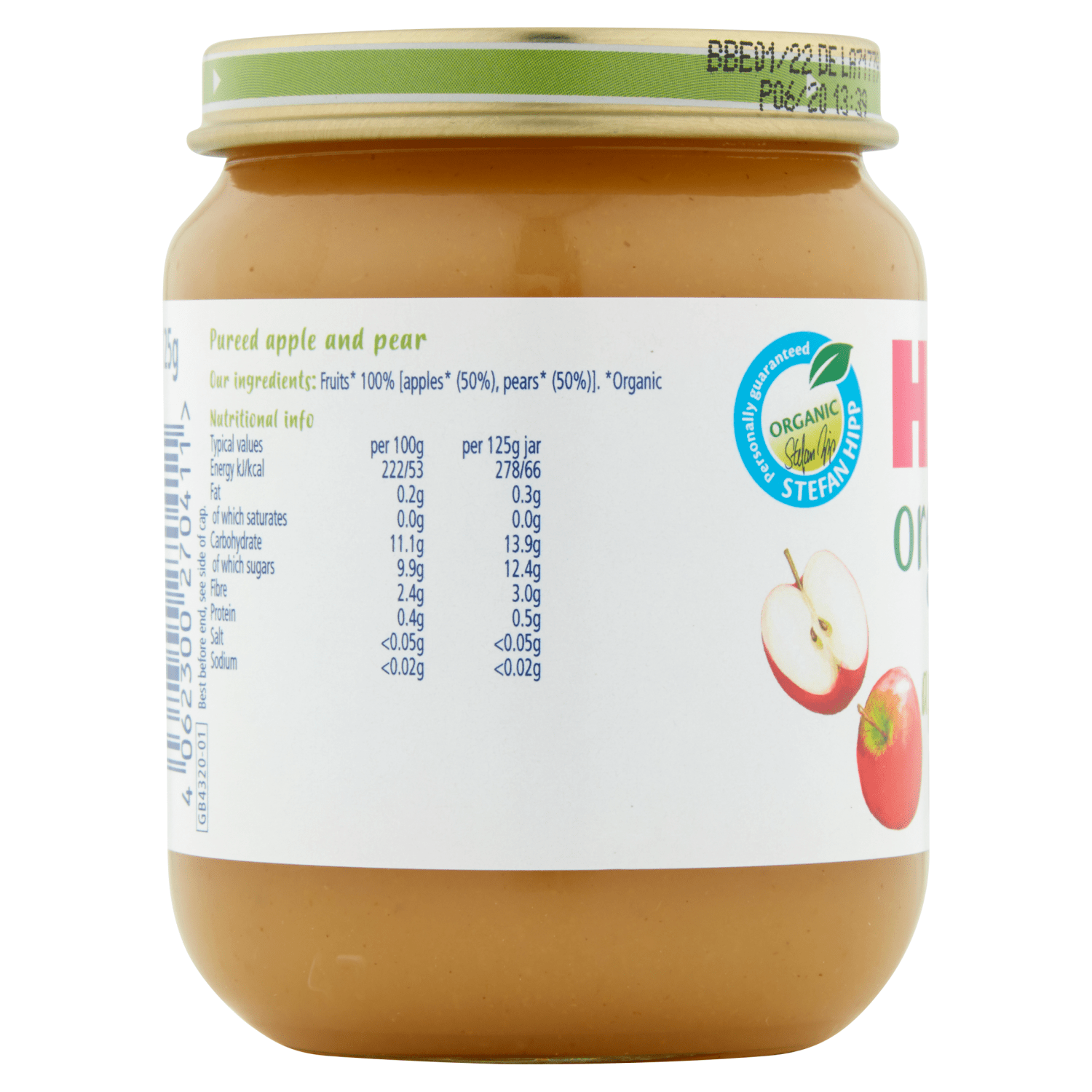 HiPP Organic Apple and Pear Baby Food Jar 4+ Months 125g - UK Food & Drink - 4062300270411